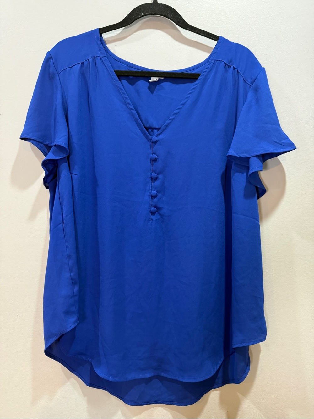 Torrid Women's V-Neck Button Front Blouse - Blue Size 1